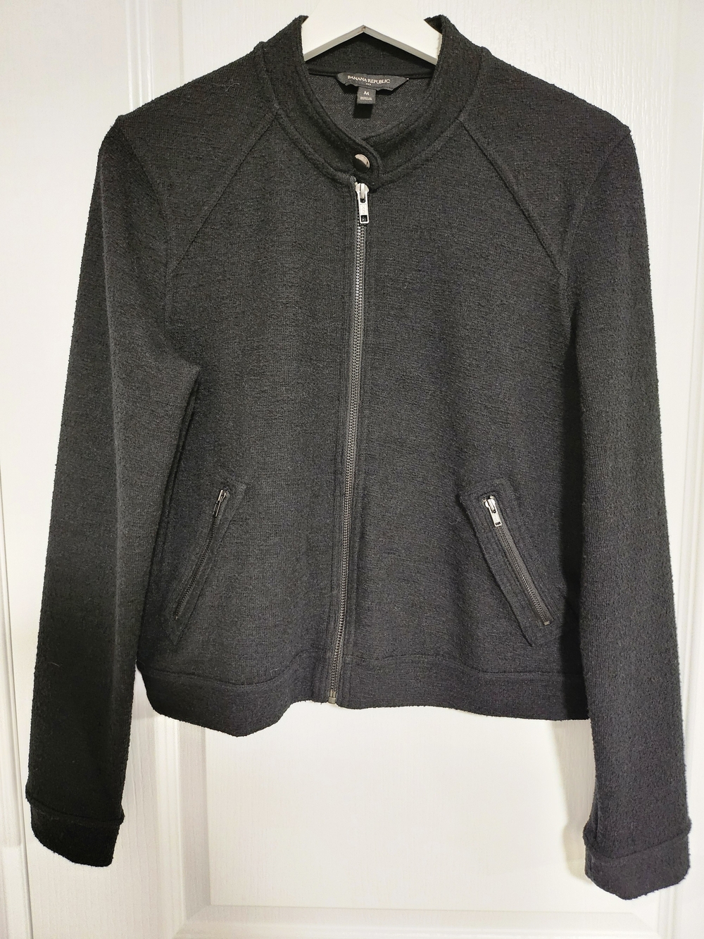 Banana Republic Black Zip-Up Knit Jacket